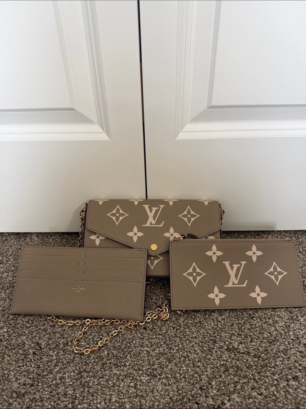 Louis Vuitton Taupe and Cream Monogram Chain Crossbody - Picture 2 of 3